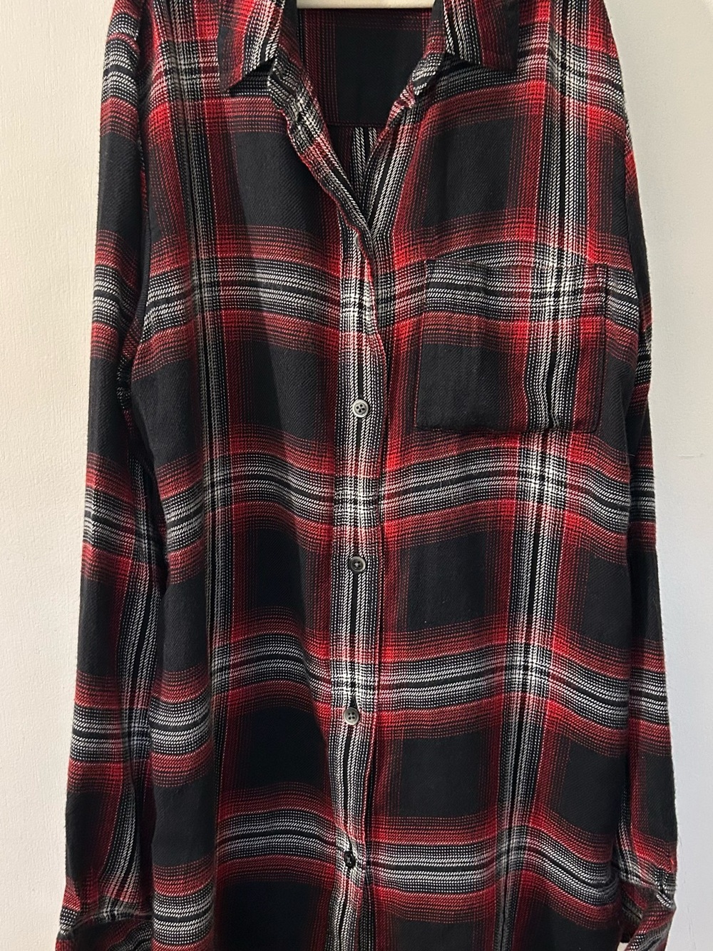 Madewell Red and Black Plaid Button-Front Blouse